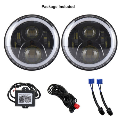 2 PCS 7 inch DC12V 6000K-6500K 50W Car LED Headlight Cree Lamp Beads for Jeep Wrangler / Harley, Support APP + Bluetooth Control(Black) - Work Lights by PMC Jewellery | Online Shopping South Africa | PMC Jewellery | Buy Now Pay Later Mobicred