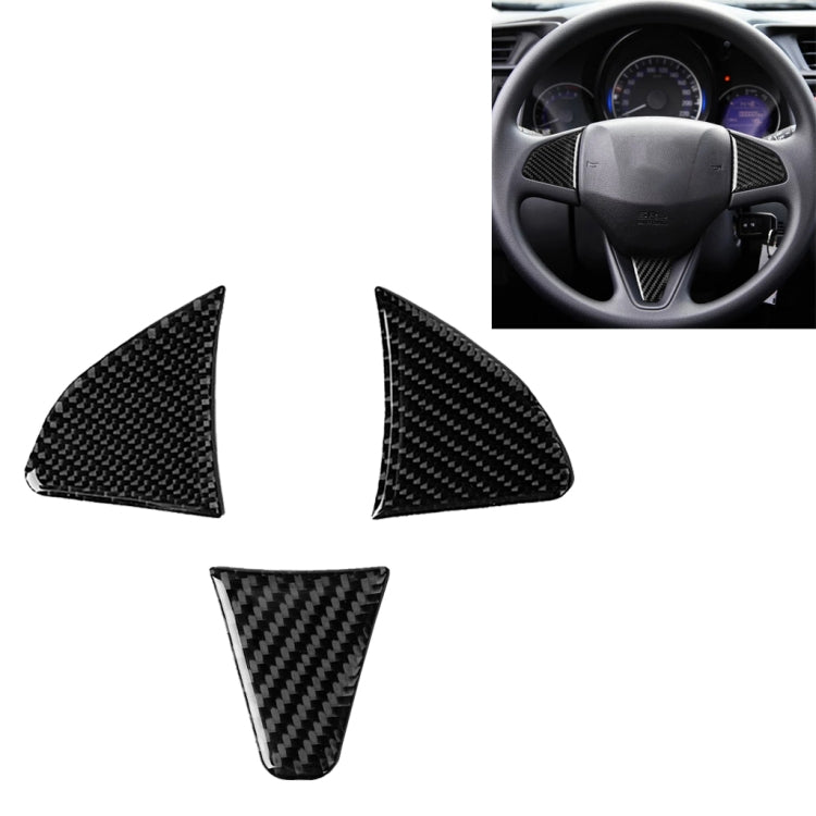 3 in 1 Car Carbon Fiber Steering Wheel Button Decorative Sticker for Honda Fit, Left and Right Drive Universal - Car Interior Mouldings by PMC Jewellery | Online Shopping South Africa | PMC Jewellery | Buy Now Pay Later Mobicred