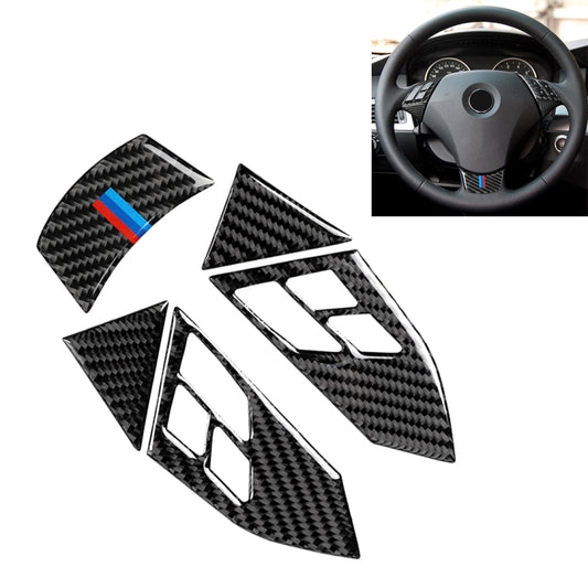 5 in 1 Car Carbon Fiber Tricolor Steering Wheel Button Decorative Sticker for BMW 5 Series E60 2004-2010, Left and Right Drive Universal - Car Interior Mouldings by PMC Jewellery | Online Shopping South Africa | PMC Jewellery | Buy Now Pay Later Mobicred