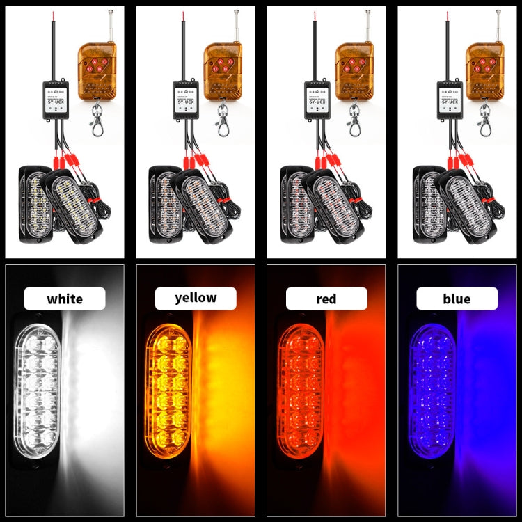 DC12V-24V / 18W 4 in 1 Front Grille Emergency Strobe Flash Warning Light Pickup 12LEDs Side Light Wireless Control 16 Modes (Red Light) - Warning Lights by PMC Jewellery | Online Shopping South Africa | PMC Jewellery | Buy Now Pay Later Mobicred