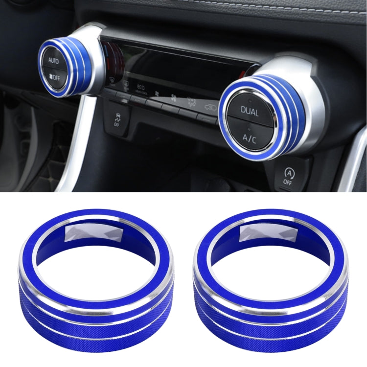 2 PCS Car Aluminum Alloy Air Conditioner Knob Case for Toyota RAV4 / Wildlander (Blue) - Decoration Rings by PMC Jewellery | Online Shopping South Africa | PMC Jewellery | Buy Now Pay Later Mobicred