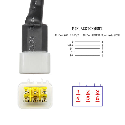 DELPHI Motorcycle OBD Female to 6PIN Connector Cable - Cables & Connectors by PMC Jewellery | Online Shopping South Africa | PMC Jewellery | Buy Now Pay Later Mobicred