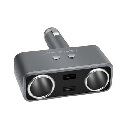 SHUNWEI SD-1925 120W 3A Car 2 in 1 Dual USB Charger 90 Degree Free Rotation Cigarette Lighter(Grey) - Cigar Socket by SHUNWEI | Online Shopping South Africa | PMC Jewellery | Buy Now Pay Later Mobicred