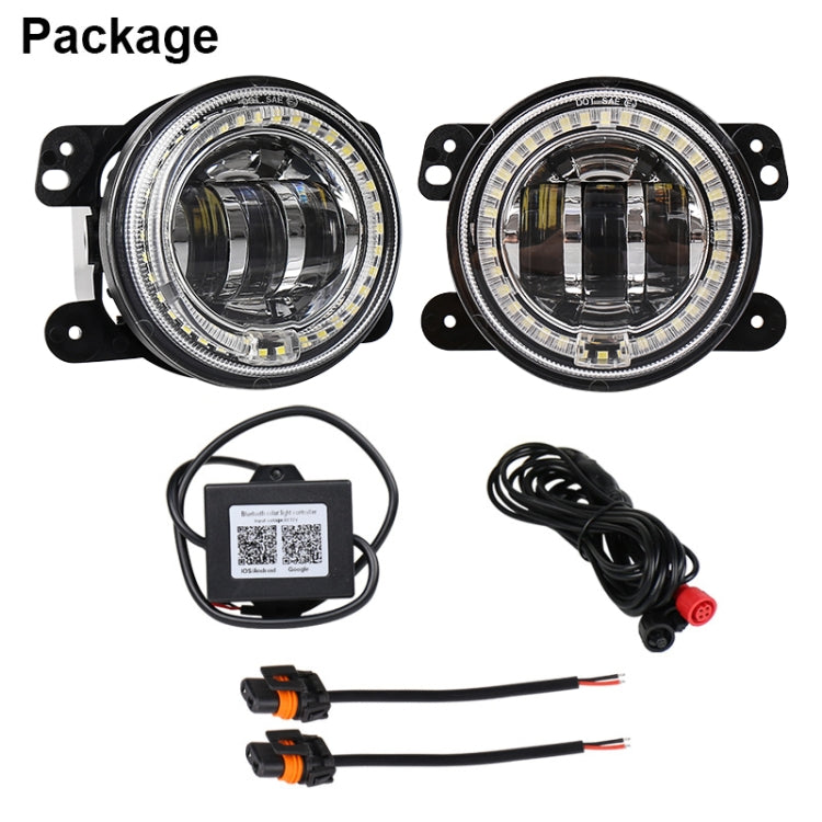 2 PCS DC12V-30V / 30W / 3A / 1440LM 12LEDs  4 inch Car LED Colorful Fog Light, Style: White Background (Yellow Light) - Fog / Driving Lights by PMC Jewellery | Online Shopping South Africa | PMC Jewellery | Buy Now Pay Later Mobicred