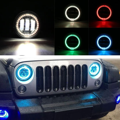 2 PCS DC12V-30V / 30W / 3A / 1440LM 12LEDs  4 inch Car LED Colorful Fog Light, Style: Black Background(White Light) - Fog / Driving Lights by PMC Jewellery | Online Shopping South Africa | PMC Jewellery | Buy Now Pay Later Mobicred