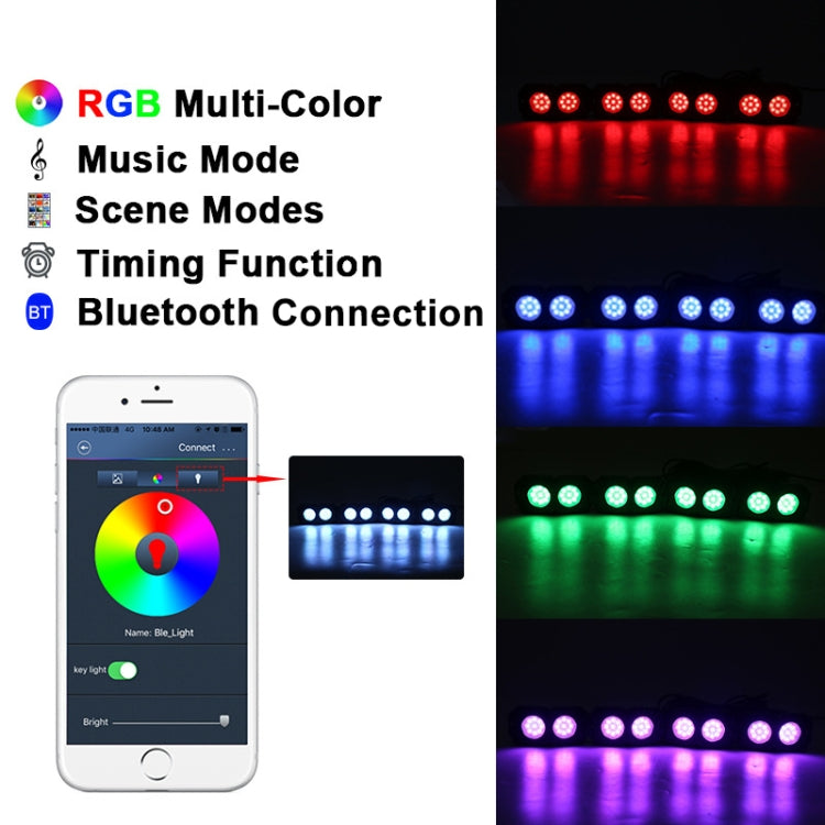 DC12-24V 18/27/36W 6 in 1 Dual-row RGB Mobile Phone Bluetooth APP Control Car Bottom Light / Chassis Light / Yacht Deck Light - Decorative Lights by PMC Jewellery | Online Shopping South Africa | PMC Jewellery | Buy Now Pay Later Mobicred