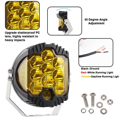 OL-1950Y 7 inch DC12V-30V 8000LM 6500K 90W Car LED Light on Three Sides Headlight for Jeep Wrangler (Gold Light) - Work Lights by PMC Jewellery | Online Shopping South Africa | PMC Jewellery | Buy Now Pay Later Mobicred