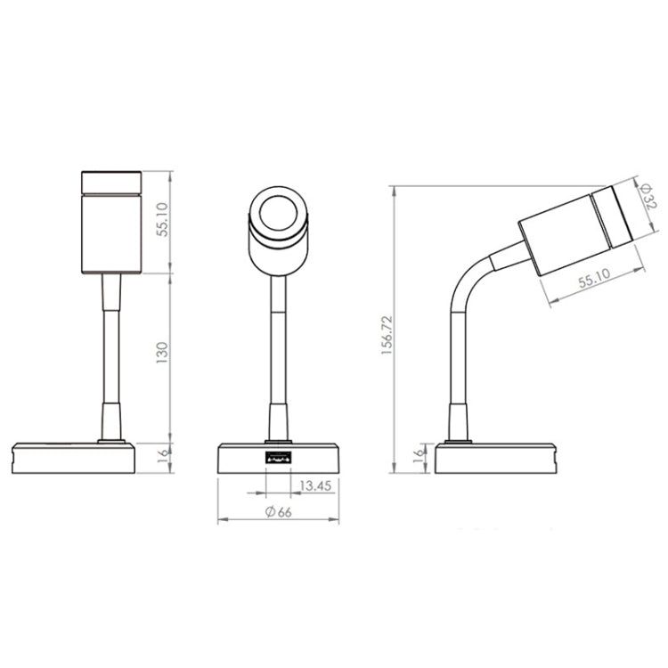 130mm RV 10-30V Multi-functional Reading Light with Touch Switch, Style: Hose - Instrument Lights by PMC Jewellery | Online Shopping South Africa | PMC Jewellery | Buy Now Pay Later Mobicred