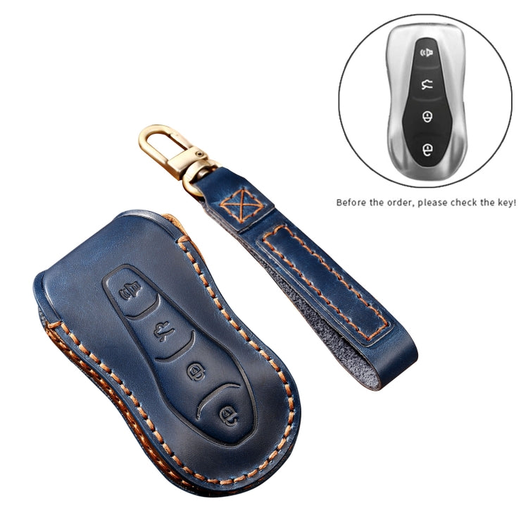 Hallmo Car Cowhide Leather Key Protective Cover Key Case for Geely Emgrand A Style(Brown) - Car Key Cases by Hallmo | Online Shopping South Africa | PMC Jewellery | Buy Now Pay Later Mobicred