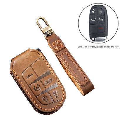 Hallmo Car Cowhide Leather Key Protective Cover Key Case for Jeep Compass(Black) - Car Key Cases by Hallmo | Online Shopping South Africa | PMC Jewellery | Buy Now Pay Later Mobicred