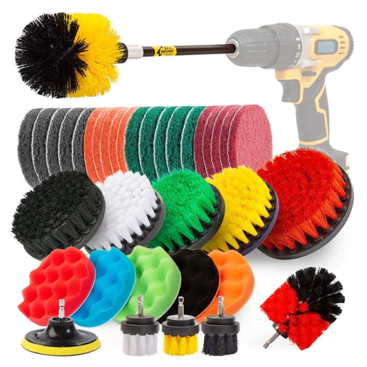 37 in 1 Floor Wall Window Glass Cleaning Descaling Electric Drill Brush Head Set - Sponges, Cloths & Brushes by PMC Jewellery | Online Shopping South Africa | PMC Jewellery | Buy Now Pay Later Mobicred