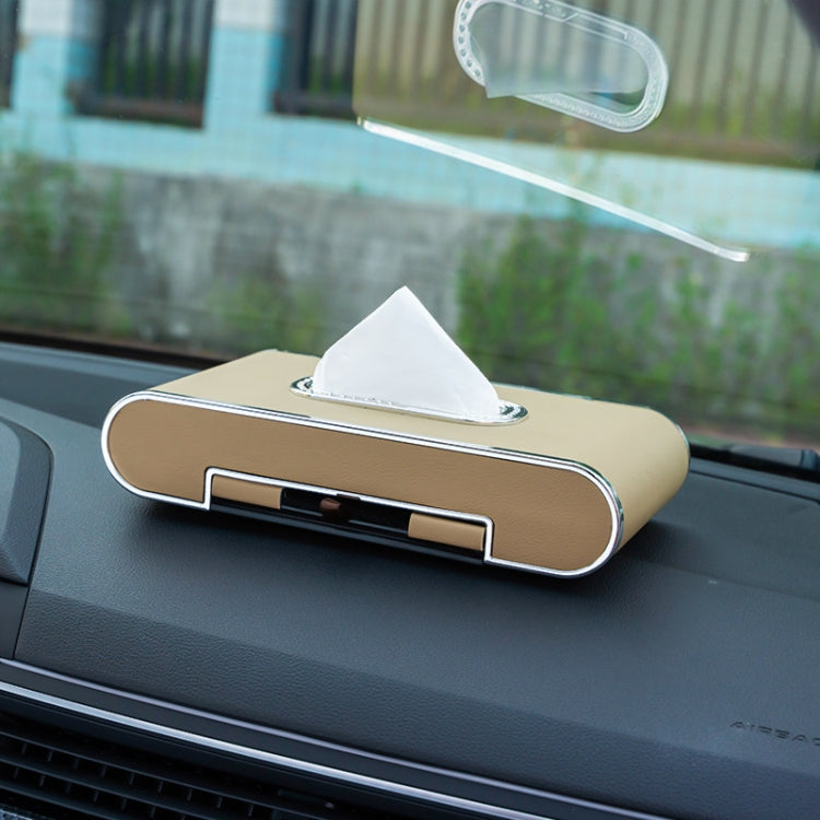 Car Dashboard Diamond Paper Towel Box with Temporary Parking Phone Number Card & Phone Holder(Beige) - Tissue Boxes by PMC Jewellery | Online Shopping South Africa | PMC Jewellery | Buy Now Pay Later Mobicred