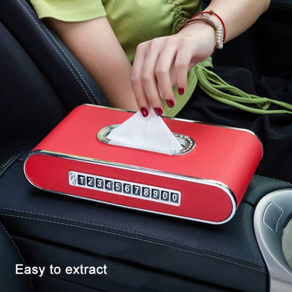 Car Dashboard Diamond Paper Towel Box with Temporary Parking Phone Number Card & Phone Holder & Clock(Red) - Tissue Boxes by PMC Jewellery | Online Shopping South Africa | PMC Jewellery | Buy Now Pay Later Mobicred