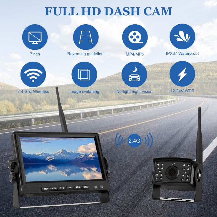 PZ710-W 7 inch Car Digital Wireless Rear-view Split-screen Monitor Dual Record - Rearview Monitors by PMC Jewellery | Online Shopping South Africa | PMC Jewellery | Buy Now Pay Later Mobicred