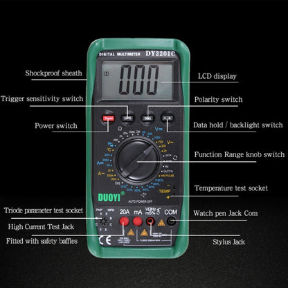 DUOYI DY2201C Car High-precision Digital Multi-function Maintenance Automatic Universal Meter - Electronic Test by DUOYI | Online Shopping South Africa | PMC Jewellery | Buy Now Pay Later Mobicred