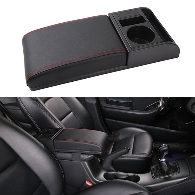 Car Multi-functional Dual USB Armrest Box Booster Pad, Microfiber Leather Straight Type (Black Red) - Seat Accessories by PMC Jewellery | Online Shopping South Africa | PMC Jewellery | Buy Now Pay Later Mobicred