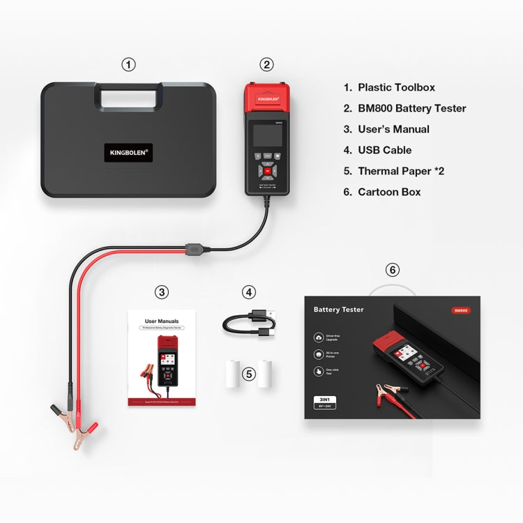 KINGBOLEN BM800 Car Digital Load Battery Tester with Printer Function - Electronic Test by PMC Jewellery | Online Shopping South Africa | PMC Jewellery | Buy Now Pay Later Mobicred