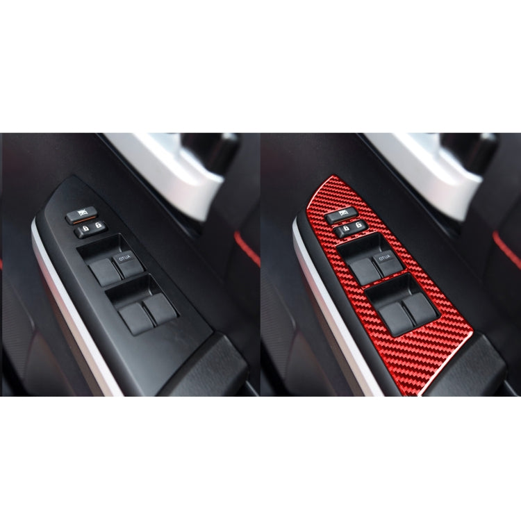 4 PCS / Set Carbon Fiber Car Glass Lift Switch Ring Decorative Sticker for Toyota Tundra 2014-2018,Right Drive (Red) - Car Interior Mouldings by PMC Jewellery | Online Shopping South Africa | PMC Jewellery | Buy Now Pay Later Mobicred