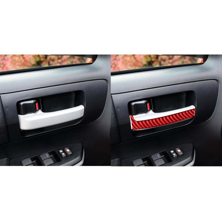 4 PCS / Set Carbon Fiber Car Inner Handle Decorative Sticker for Toyota Tundra 2014-2018,Left and Right Drive Universal(Red) - Car Interior Mouldings by PMC Jewellery | Online Shopping South Africa | PMC Jewellery | Buy Now Pay Later Mobicred