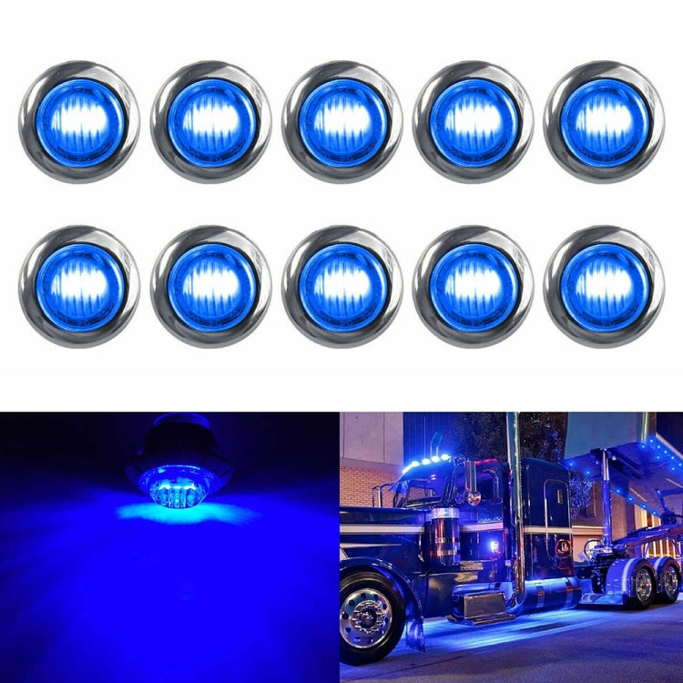 10 PCS MK-118 3/4 inch Metal Frame Car / Truck 3LEDs Side Marker Indicator Lights Bulb Lamp (Blue Light) - Clearance Lights by PMC Jewellery | Online Shopping South Africa | PMC Jewellery | Buy Now Pay Later Mobicred