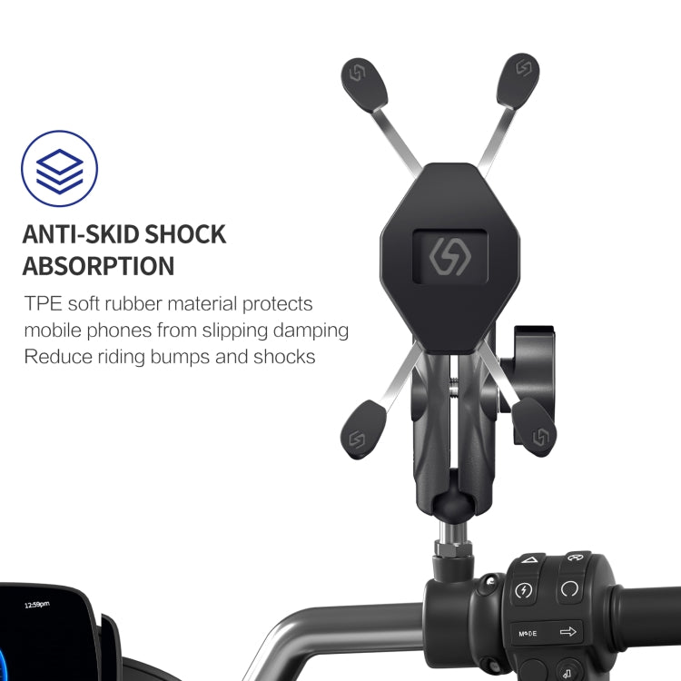 ZH-1558C1 Motorcycle M8 Ball Joint X-shape Aluminum Alloy Phone Holder - Holder by PMC Jewellery | Online Shopping South Africa | PMC Jewellery | Buy Now Pay Later Mobicred