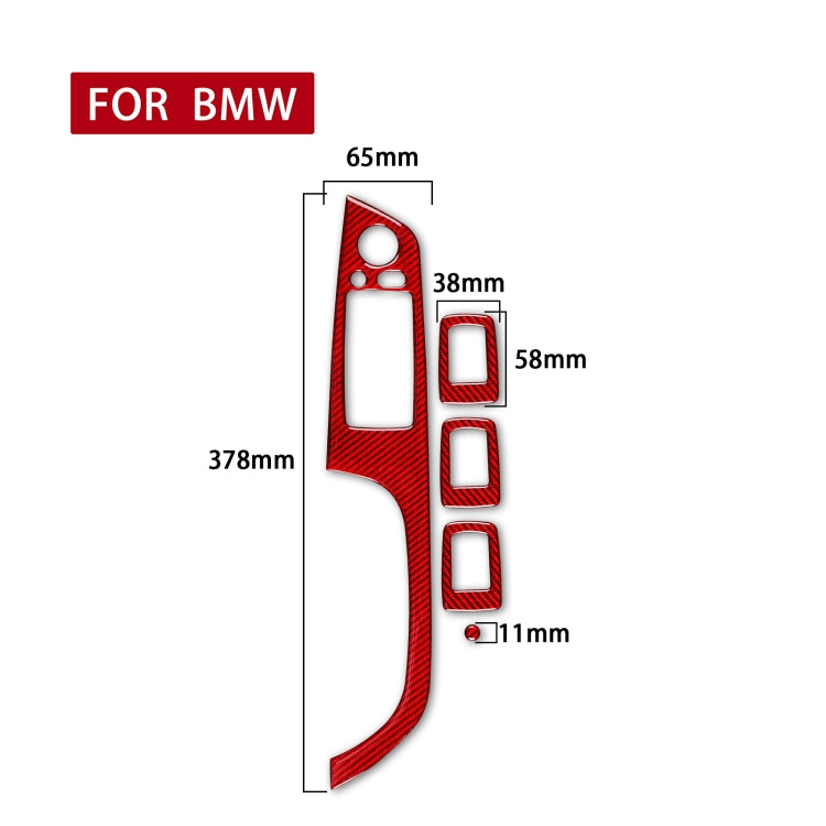 5 PCS Set for BMW 3 Series E90 Carbon Fiber Car Left Driving Lifting Panel Decorative Sticker with Folding, Diameter: 37.8cm(Red) - Car Interior Mouldings by PMC Jewellery | Online Shopping South Africa | PMC Jewellery | Buy Now Pay Later Mobicred