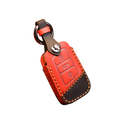 For Volkswagen Car Cowhide Leather Key Protective Cover Key Case, A Version(Red) - Car Key Cases by PMC Jewellery | Online Shopping South Africa | PMC Jewellery | Buy Now Pay Later Mobicred