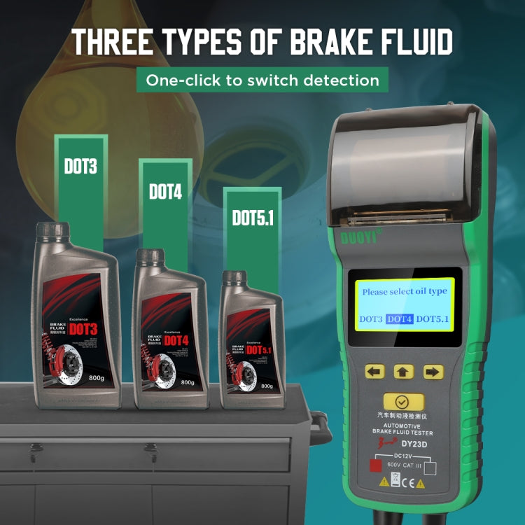 DUOYI DY23D Car Brake Fluid Detection Pen with Print Function - Electronic Test by DUOYI | Online Shopping South Africa | PMC Jewellery | Buy Now Pay Later Mobicred