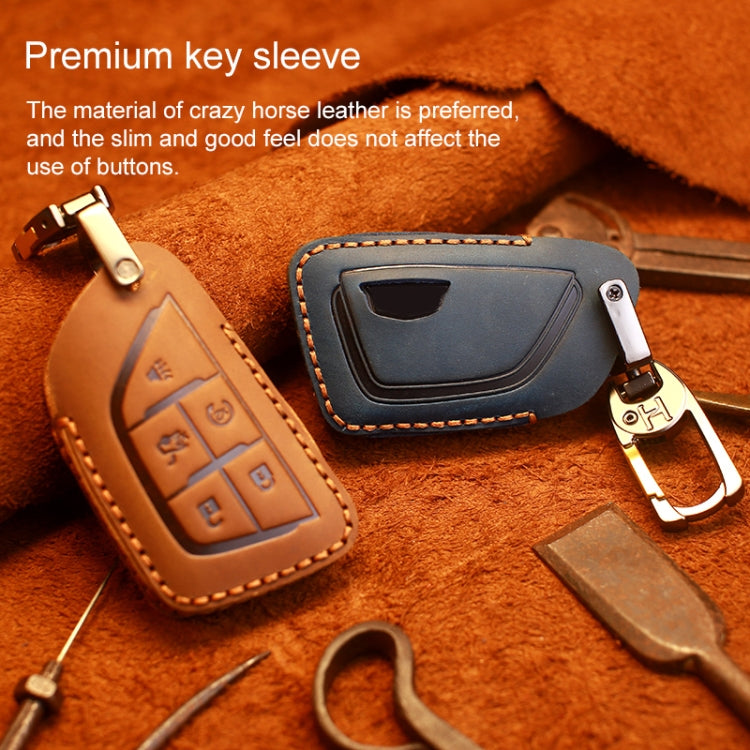 For Cadillac New Style Car Cowhide Leather Key Protective Cover Key Case (Brown) - Car Key Cases by PMC Jewellery | Online Shopping South Africa | PMC Jewellery | Buy Now Pay Later Mobicred