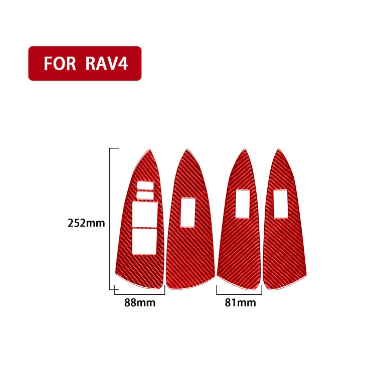 Car Carbon Fiber Window Glass Lift Panel Decorative Sticker for Toyota RAV4 2006-2013, Left Drive (Red) - Car Interior Mouldings by PMC Jewellery | Online Shopping South Africa | PMC Jewellery | Buy Now Pay Later Mobicred