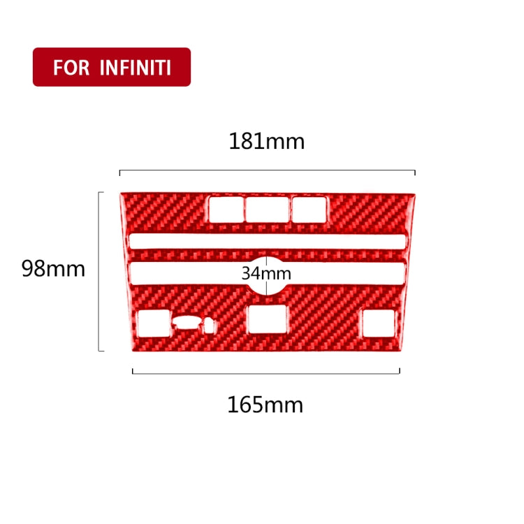Car Carbon Fiber A Style CD Console Panel Decorative Sticker for Infiniti Q50 2014-2020, Left Drive(Red) - Car Interior Mouldings by PMC Jewellery | Online Shopping South Africa | PMC Jewellery | Buy Now Pay Later Mobicred