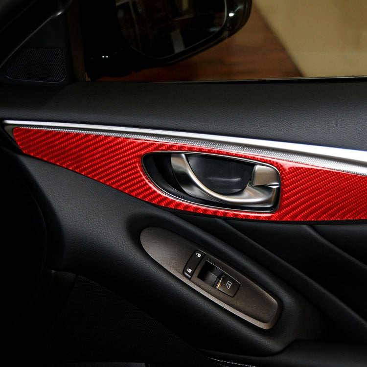 Car Carbon Fiber B Style Door Handle Panel Decorative Sticker for Infiniti Q50 2014-2020, Left Drive(Red) - Car Interior Mouldings by PMC Jewellery | Online Shopping South Africa | PMC Jewellery | Buy Now Pay Later Mobicred