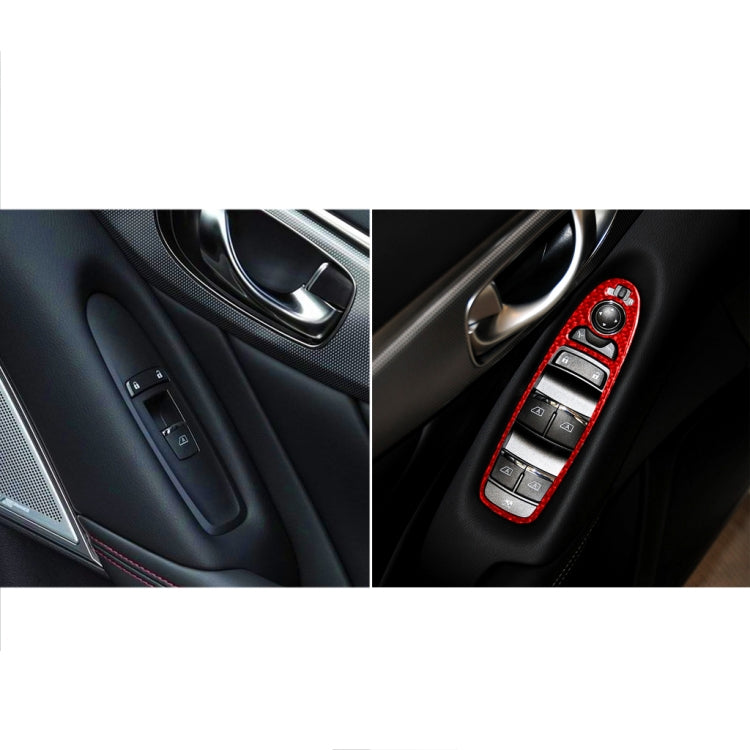 Car Carbon Fiber Window Glass Lift Panel Decorative Sticker for Infiniti Q60, Left Drive(Red) - Car Interior Mouldings by PMC Jewellery | Online Shopping South Africa | PMC Jewellery | Buy Now Pay Later Mobicred