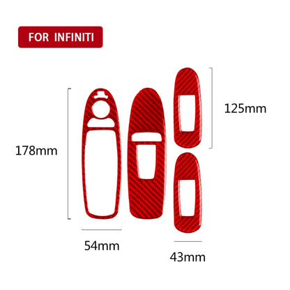 Car Carbon Fiber A Style Window Glass Lift Panel Decorative Sticker for Infiniti Q50 2014-2020, Left Drive (Red) - Steering Wheel Accessories by PMC Jewellery | Online Shopping South Africa | PMC Jewellery | Buy Now Pay Later Mobicred