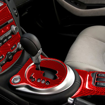 10 in 1 Car Carbon Fiber Central Control Gear Multimedia Decorative Sticker for Nissan 370Z / Z34 2009-, Left Drive (Red) - Car Interior Mouldings by PMC Jewellery | Online Shopping South Africa | PMC Jewellery | Buy Now Pay Later Mobicred