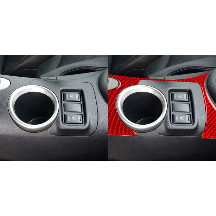 Car Carbon Fiber Water Cup Holder Panel Decorative Sticker for Nissan 370Z / Z34 2009-, Left and Right Drive Universal (Red) - Car Interior Mouldings by PMC Jewellery | Online Shopping South Africa | PMC Jewellery | Buy Now Pay Later Mobicred