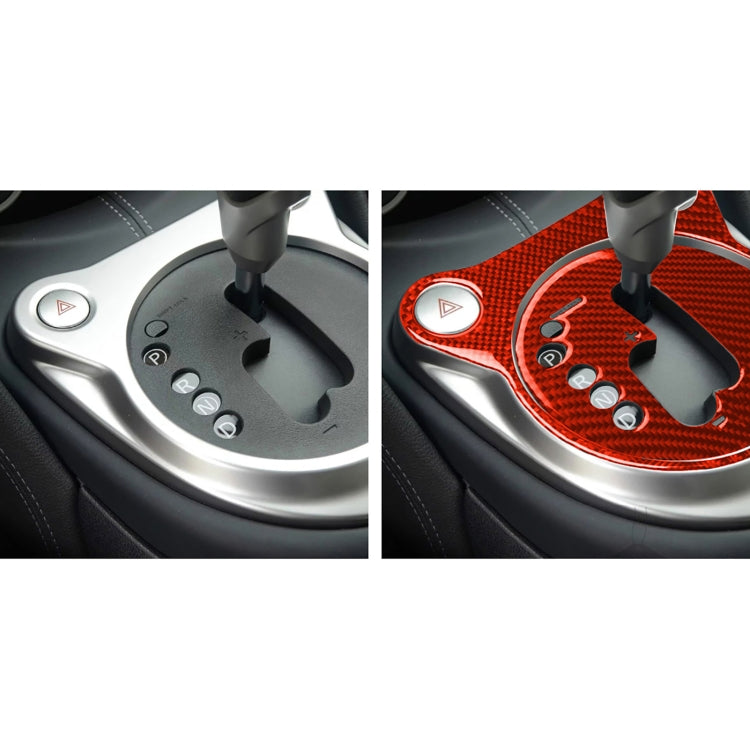 2 in 1 Car Carbon Fiber Automatic Gear Shifting Transmission Panel Decorative Sticker for Nissan 370Z / Z34 2009-, Left Drive (Red) - Car Interior Mouldings by PMC Jewellery | Online Shopping South Africa | PMC Jewellery | Buy Now Pay Later Mobicred