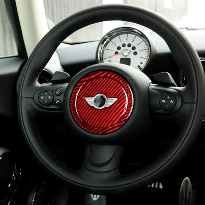 2 in 1 Car Carbon Fiber Steering Wheel Decorative Sticker for BMW Mini R55 R56 Countryman R60 Paceman R61 2007-2013, Left and Right Drive Universal(Red) - Car Interior Mouldings by PMC Jewellery | Online Shopping South Africa | PMC Jewellery | Buy Now Pay Later Mobicred