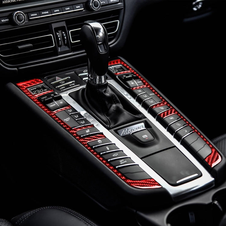 Car Carbon Fiber Gear Button Frame Decorative Sticker for Porsche Macan 2014-2021, Left and Right Drive Universal (Red) - Car Interior Mouldings by PMC Jewellery | Online Shopping South Africa | PMC Jewellery | Buy Now Pay Later Mobicred