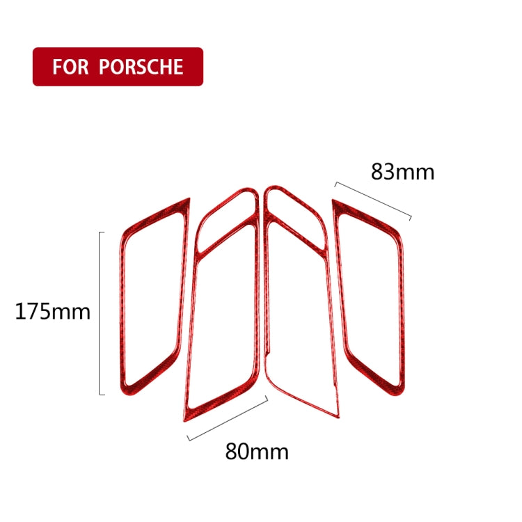 Car Carbon Fiber Door Handle Frame Panel Decorative Sticker for Porsche Macan 2014-2021, Left and Right Drive Universal (Red) - Car Interior Mouldings by PMC Jewellery | Online Shopping South Africa | PMC Jewellery | Buy Now Pay Later Mobicred