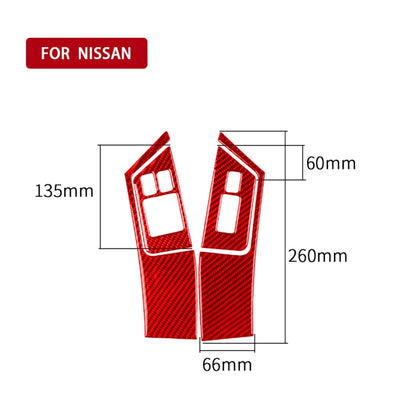 4 PCS / Set Carbon Fiber Car Window Lift Buttons Panel Sticker for Nissan GTR R35 2008-2016, Left Driving(Red) - Car Interior Mouldings by PMC Jewellery | Online Shopping South Africa | PMC Jewellery | Buy Now Pay Later Mobicred