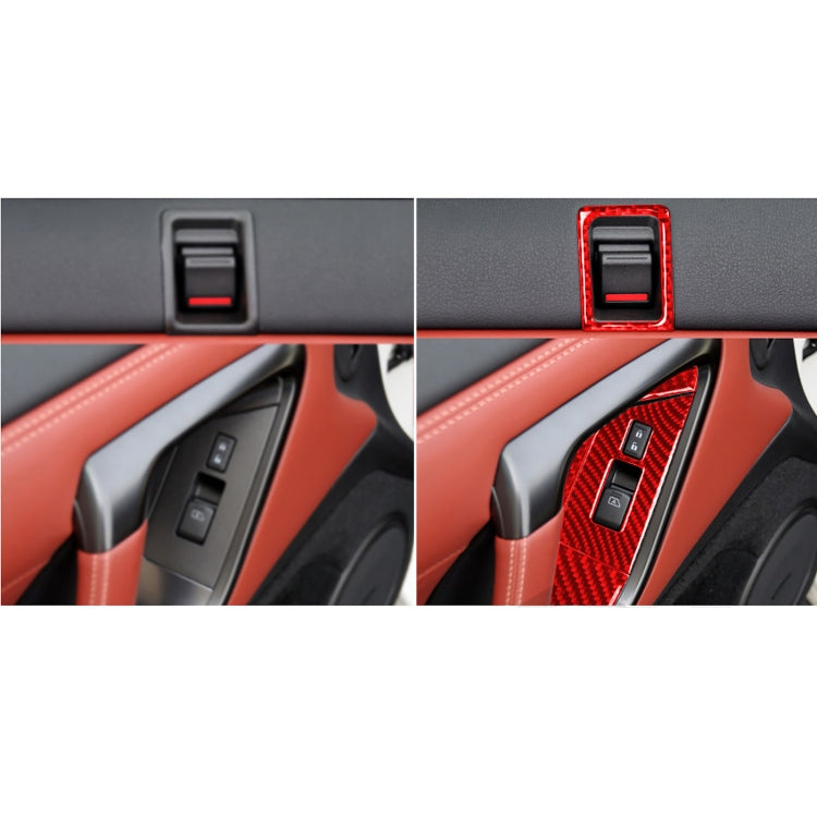 6 PCS / Set Carbon Fiber Car Window Lift Button Door Lock Decorative Sticker for Nissan GTR R35 2008-2016, Right Driving (Red) - Car Interior Mouldings by PMC Jewellery | Online Shopping South Africa | PMC Jewellery | Buy Now Pay Later Mobicred