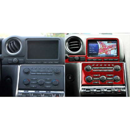 2 PCS / Set Carbon Fiber Car Navigation Instrument Decorative Sticker for Nissan GTR R35 2008-2016, Left Driving (Red) - Car Interior Mouldings by PMC Jewellery | Online Shopping South Africa | PMC Jewellery | Buy Now Pay Later Mobicred