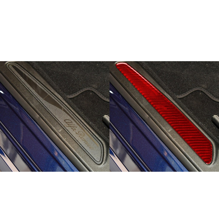 2 PCS / Set Carbon Fiber Car Welcome Pedal Decorative Sticker for Alfa Romeo Giulia 2017-2019,Left and Right Drive Universal (Red) - Car Interior Mouldings by PMC Jewellery | Online Shopping South Africa | PMC Jewellery | Buy Now Pay Later Mobicred
