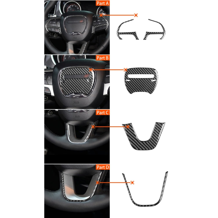 5 PCS / Set Carbon Fiber Car Steering Wheel Decorative Sticker for Dodge Challenger 2015 to Now, Left Driving - Car Interior Mouldings by PMC Jewellery | Online Shopping South Africa | PMC Jewellery | Buy Now Pay Later Mobicred