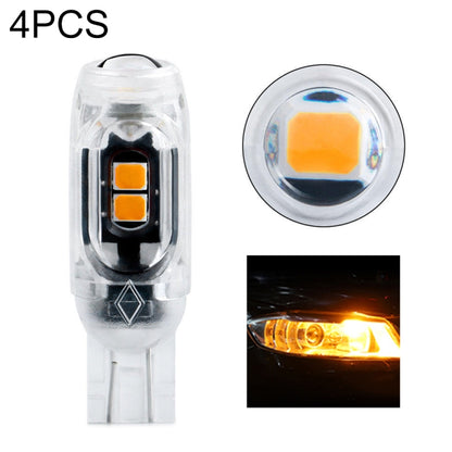 4pcs T10 DC12V /  0.84W / 0.07A / 150LM Car Clearance Light 5LEDs SMD-3030 Lamp Beads with lens (Yellow Light) - Clearance Lights by PMC Jewellery | Online Shopping South Africa | PMC Jewellery | Buy Now Pay Later Mobicred