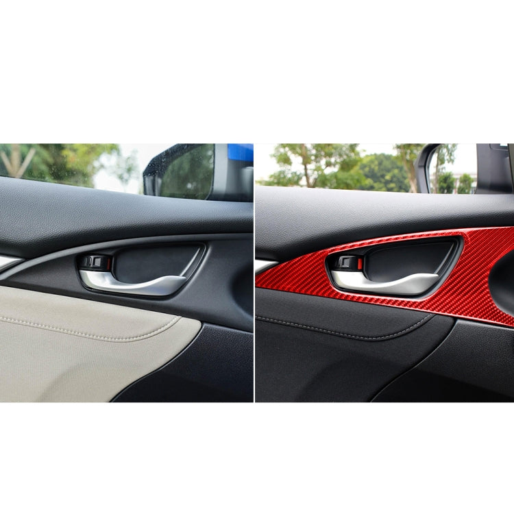 Car Carbon Fiber Door Handle Door Wrist Panel Decorative Sticker for Honda Tenth Generation Civic 2016-2019, Left and Right Drive Universal (Red) - Car Interior Mouldings by PMC Jewellery | Online Shopping South Africa | PMC Jewellery | Buy Now Pay Later Mobicred