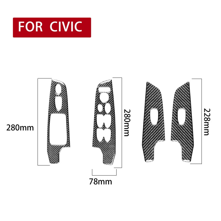 4 in 1 Car Carbon Fiber Glass Lift Panel Decorative Sticker for Honda Civic 8th Generation 2006-2011, Right Drive - Car Interior Mouldings by PMC Jewellery | Online Shopping South Africa | PMC Jewellery | Buy Now Pay Later Mobicred