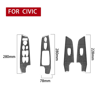 4 in 1 Car Carbon Fiber Glass Lift Panel Decorative Sticker for Honda Civic 8th Generation 2006-2011, Left Drive - Car Interior Mouldings by PMC Jewellery | Online Shopping South Africa | PMC Jewellery | Buy Now Pay Later Mobicred