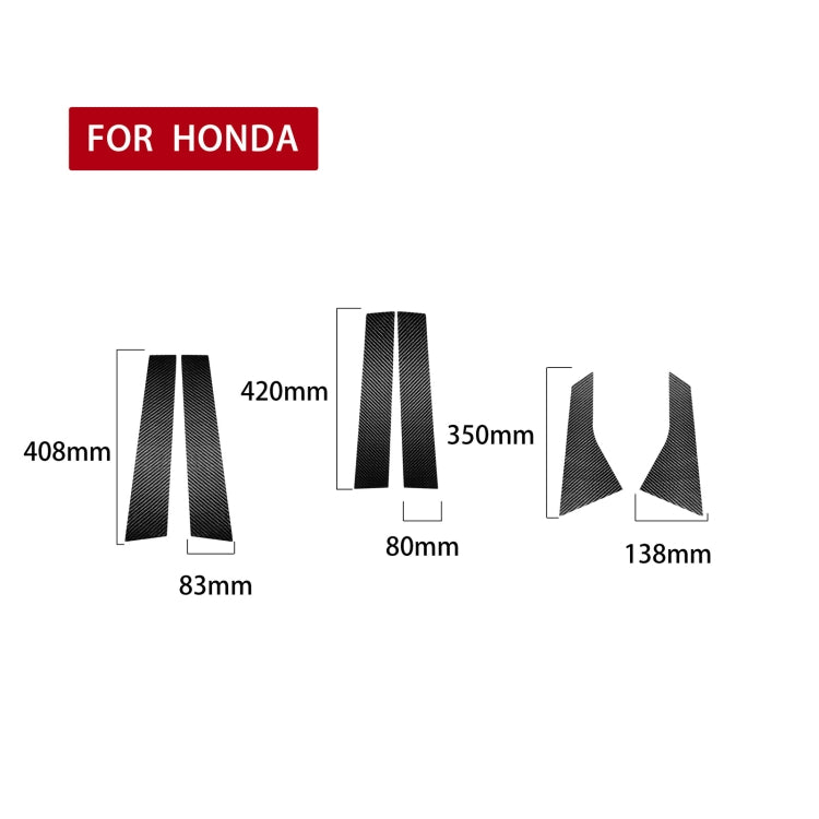 6 in 1 Car Carbon Fiber B-pillar Decorative Sticker for Honda 10th Generation Accord 2018-2021, Left and Right Drive Universal - Decorative Sticker by PMC Jewellery | Online Shopping South Africa | PMC Jewellery | Buy Now Pay Later Mobicred